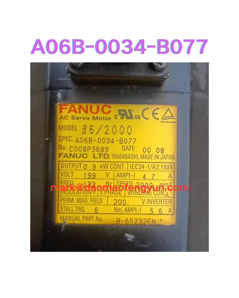 

A06B-0034-B077 Used Servo Motor Test OK
