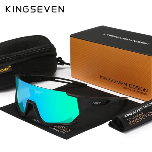 Imagen 2 del producto KINGSEVEN-gafas de sol de ciclismo para hombre y mujer, lentes Anti-UV para deportes al aire libre, montura grande