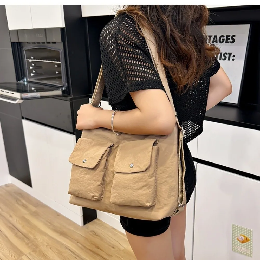 

Large Capacity Nylon Crossbody Bag Multiple Pockets Harajuku Men Shoulder Bag Korean Style Waterproof Canvas Backpack Travel