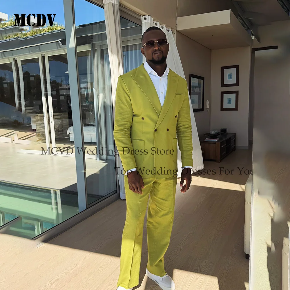 

Groom Party Tuxedos Solid Color Peaked Lapel 2 Piece Set Party Costume Homme Formal Pants for Business And Wedding Customized