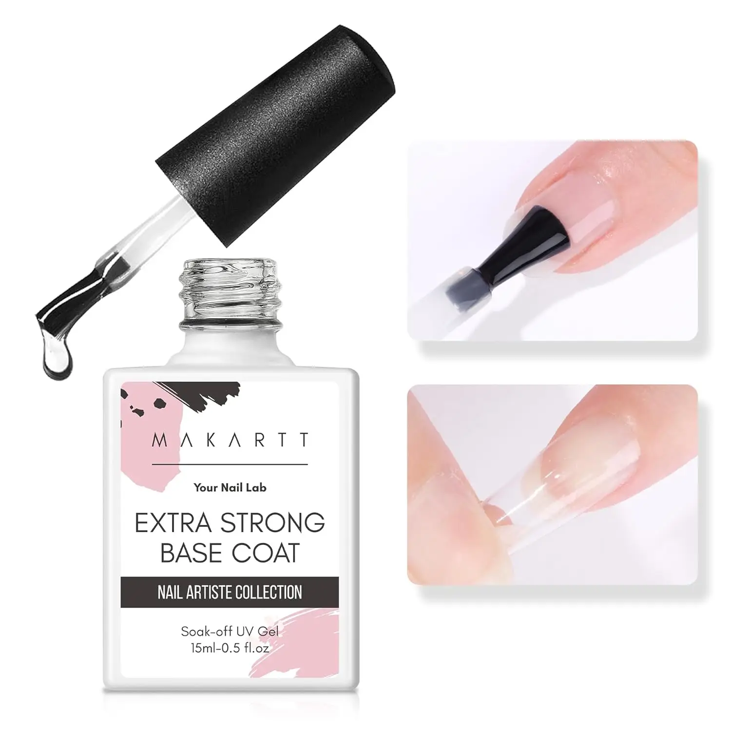 

Extra Strong Gel Base Coat 15ml – Long-Lasting, Multifunctional Nail Glue for Press-On Nails & Charms, UV/LED Required