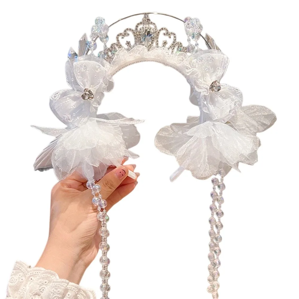 

Shiny Fairy Butterfly Pearl Hair Hoops Pearl Tassels Cute Hair Hoop Anti-slip Hair Accessories Garland Fairy Hair Jewelry