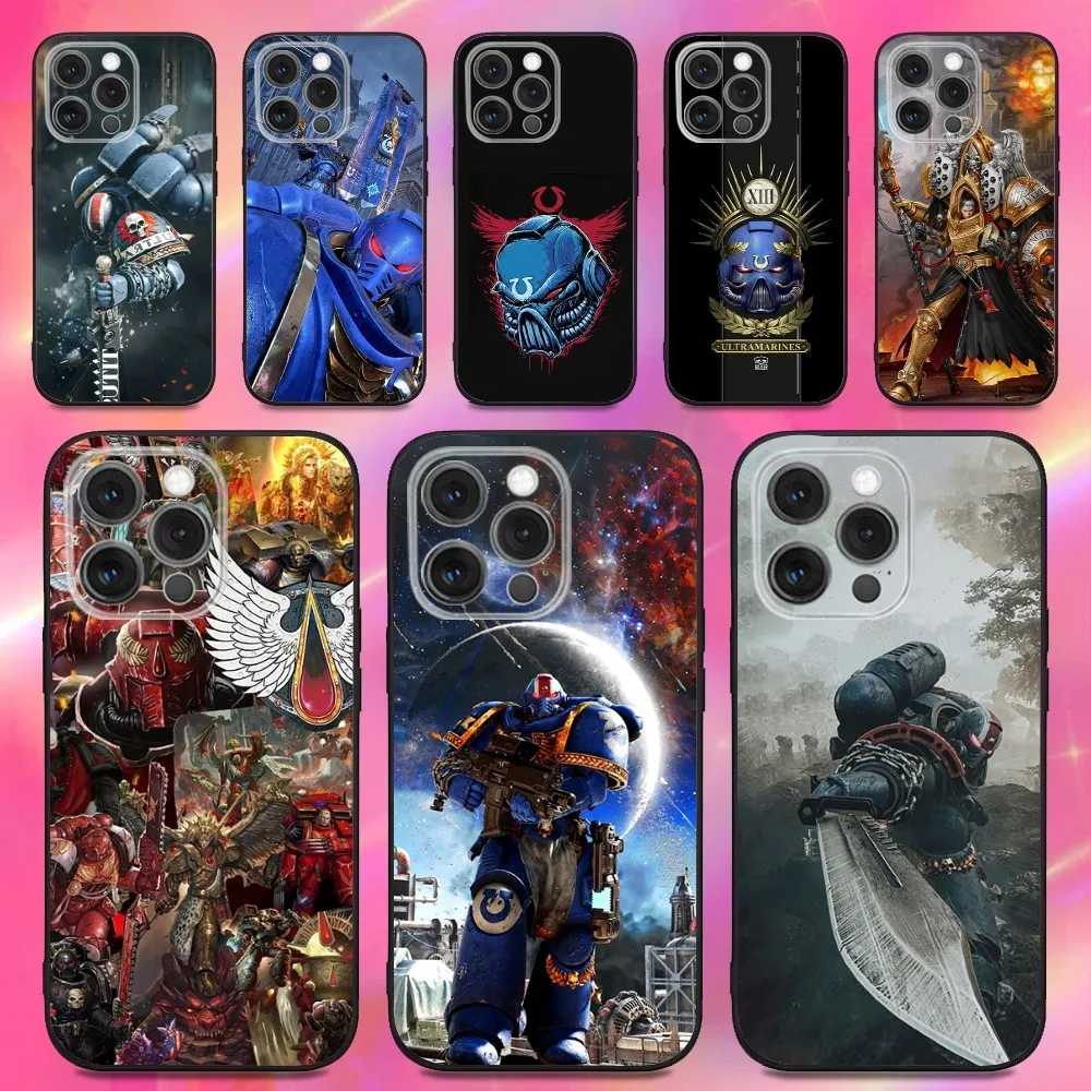 

Blood Angels W-Warhammeres Titus Phone Case For iPhone 16,15,14,13,12,11,Pro,Max,Plus,X,XS,XR,SE,8,7,Mini Silicone Black Case