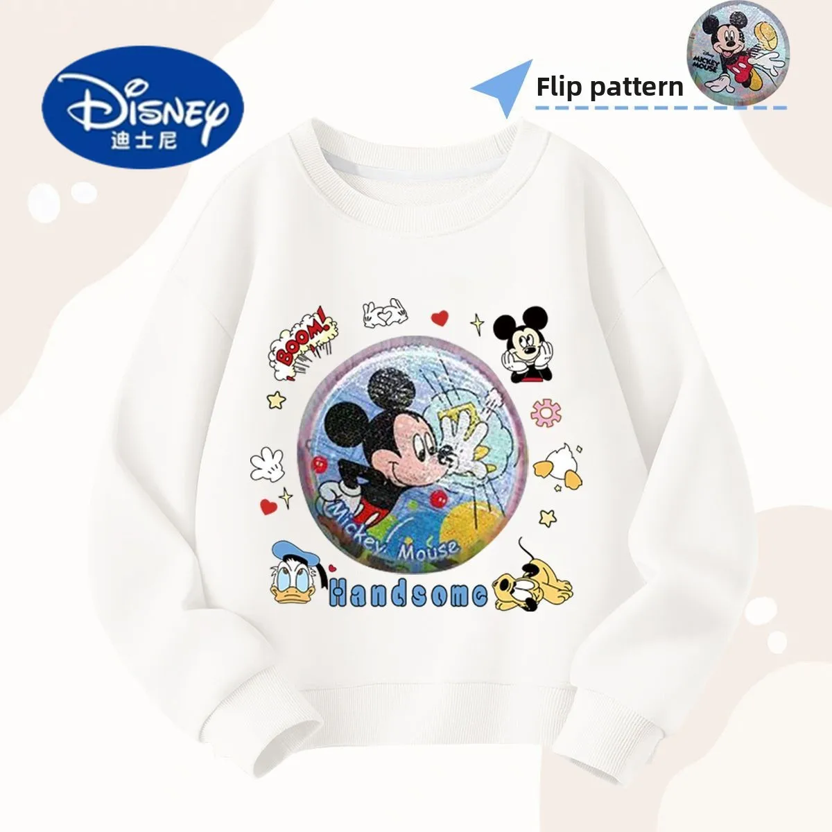 

Disney Mickey Mouse Glitter Color-Changing Sweatshirt 2025 | Cotton Round Neck Pullover for Kids