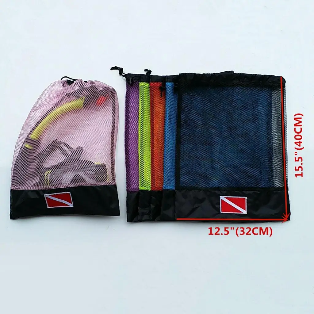 Heavy Duty Mesh Dive Gear Pouch Adjustable Drawstring Scuba Diving Accessories Bag for Beach and Water Sports