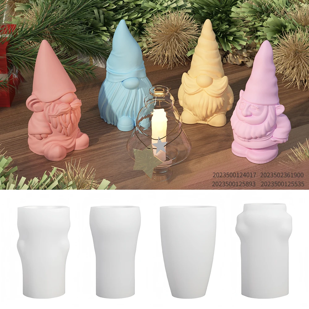 LZ024 3D Faceless Dwarf Candle Silicone Mold Little Man Santa Claus Aromatherapy Gypsum Resin Molds Christmas Decoration