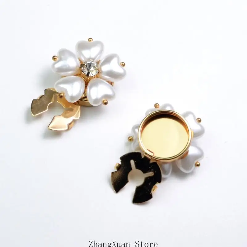 Herz-Blumen-Strass-Knopfabdeckung, Legierungs-Hemd-Manschettenknopf-Clip, dekorativer Manschettenknopf für Kleidungsverzierung – Detail 4