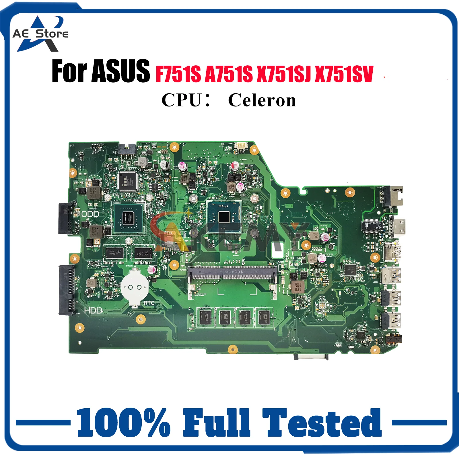 

X751SJ Laptop Motherboard For ASUS VivoBook A751S X751SV X751SJ F751S X751S Mainboard With Celeron CPU 100% tests OK fast ship