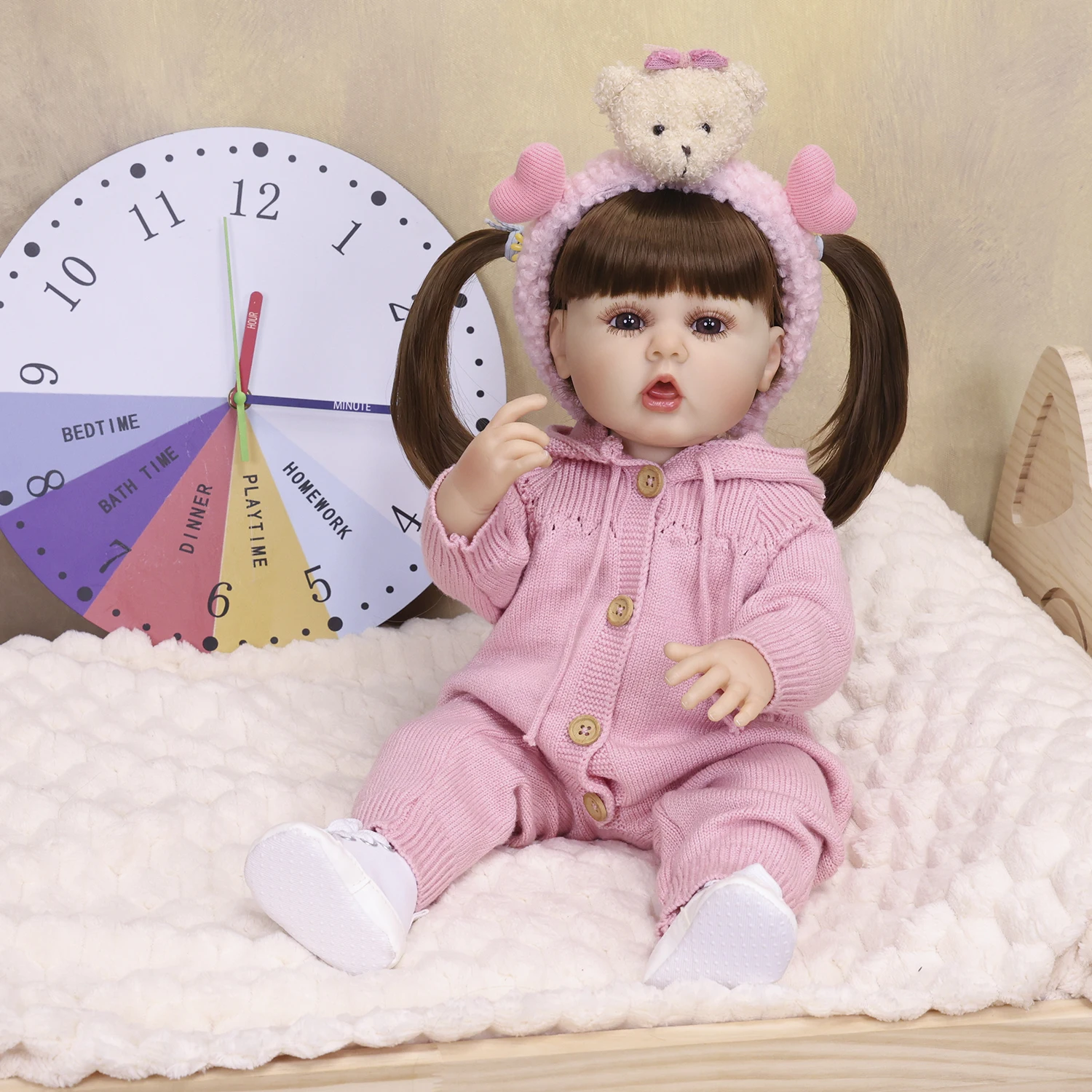 

KEIUMI 55CM Finished Reborn Doll Silicone Vinyl Body Waterproof Realistic Newborn Bebe Girl Toy For Christmas Gifts