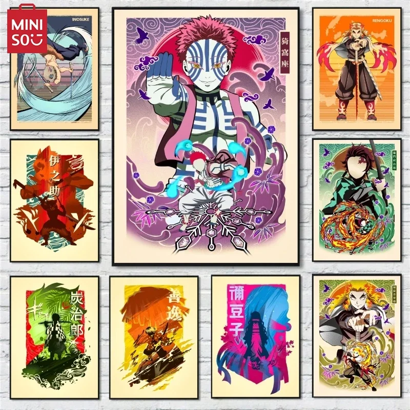 

MINISO классические аниме-фигурки постеры Demon Slayer Tanjirou Zenitsu холст HD принты лучшие подарки эстетический постер настенный декор для комнаты