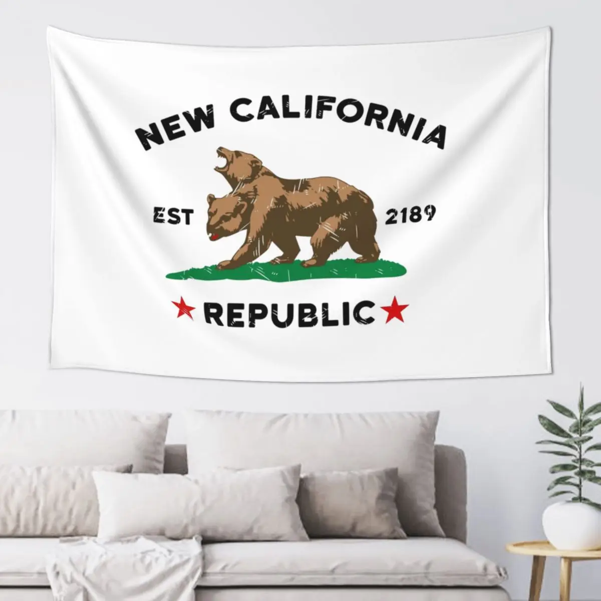New California Republic Tapestry Art Wall Hanging Aesthetic Home Decoration Tapestries for Living Room Bedroom Dorm Room