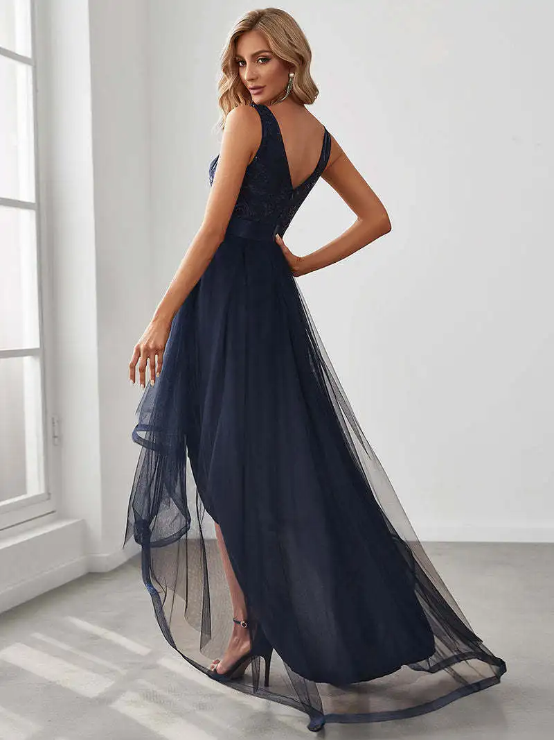 Knee-Length 2024 New Short Evening Dress Fashion Sleeveless Robe De Soiree Short Front Long Back Prom Dresses Elegant Vestidos C