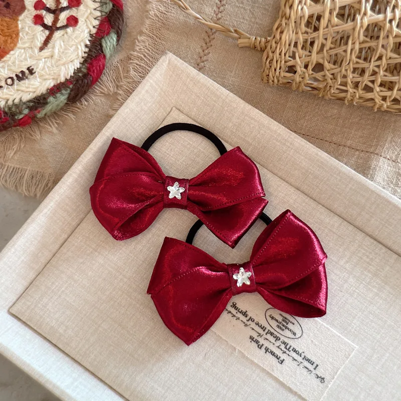 

Корейские аксессуары для волос для девочек, бордовая лента, зажим с бантом, зимние бархатные заколки принцессы, модные вечерние украшения для волос