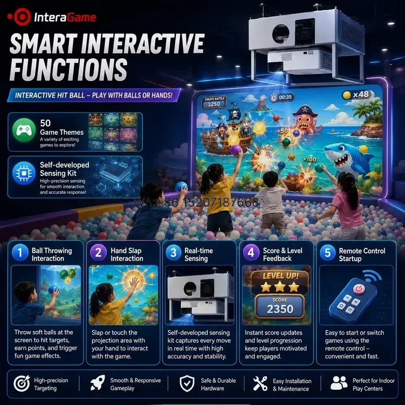 Wmwmnu for InteraGame AR Interactive Projection Ball Hit Game Multi-theme Candy Jungle Ball for Indoor Ball Pit Kids