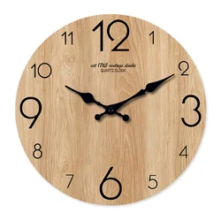 Modern Wood Grain Texture Pattern Wooden Wall Clock 10-16inch , No Second Hand Design, Silent Without Ticking, Battery Powered, Suitable for Living Room, Bedroom, Kitchen, Home Decoration, Silent Quartz Clock, Holiday Gift, Modern Interior Decoration (Battery Not Included)