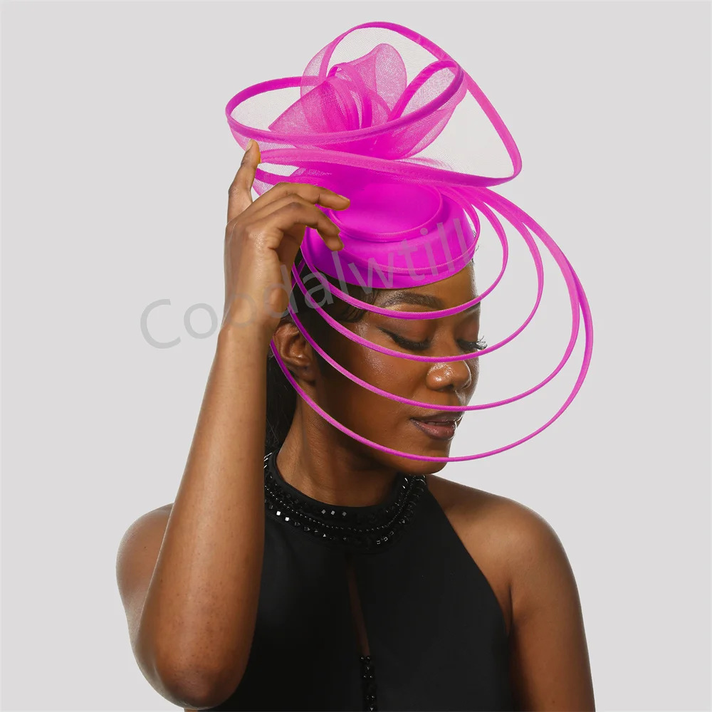 Fashion Bride Mesh Fascinator Fancy Hat Womens Church Derby Headpiece Ladies Royal Ascot Pillbox Cap Headband Millinery Caps