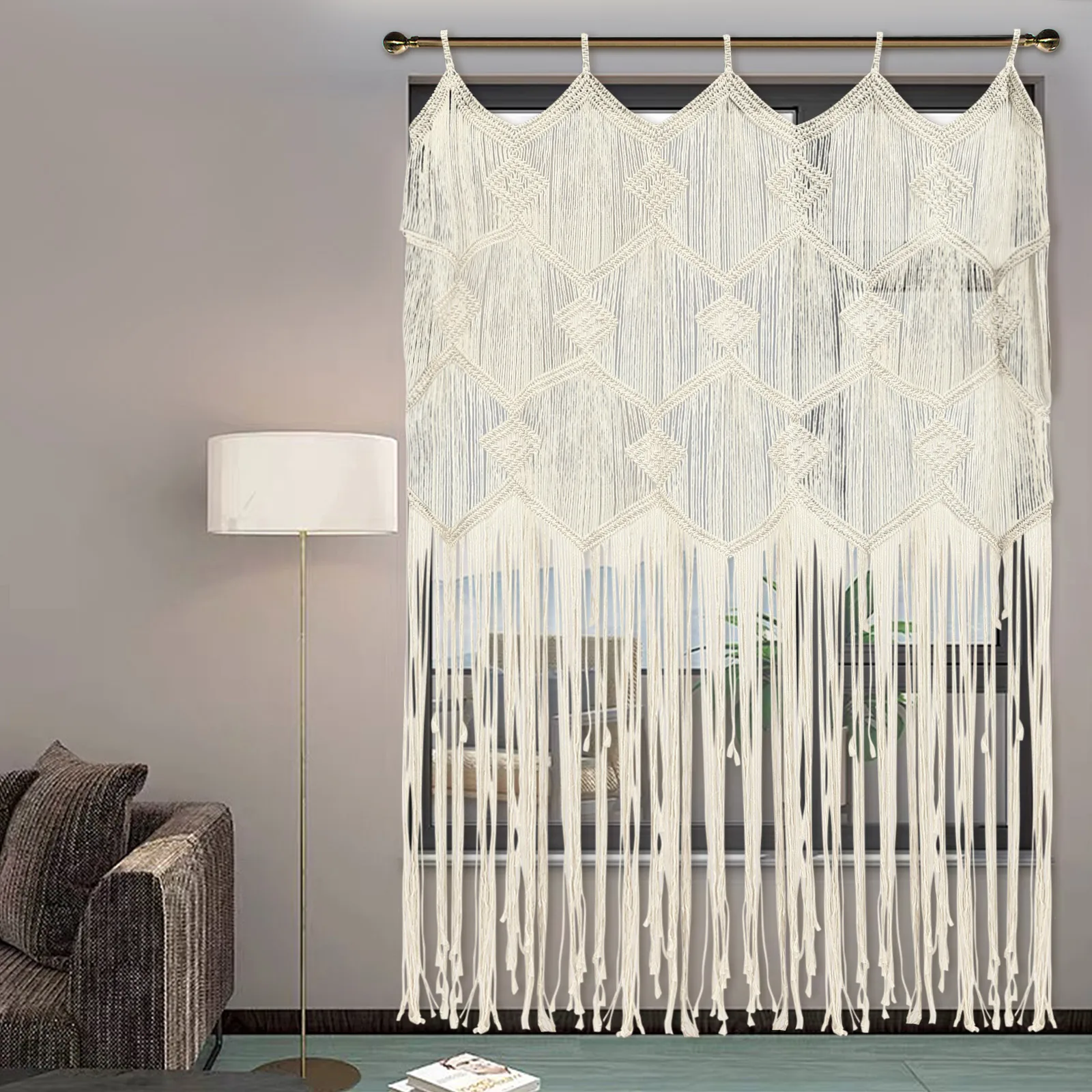 Closet Doorway Wedding Backdrop Durable Yarn Cotton Woven Window Curtain