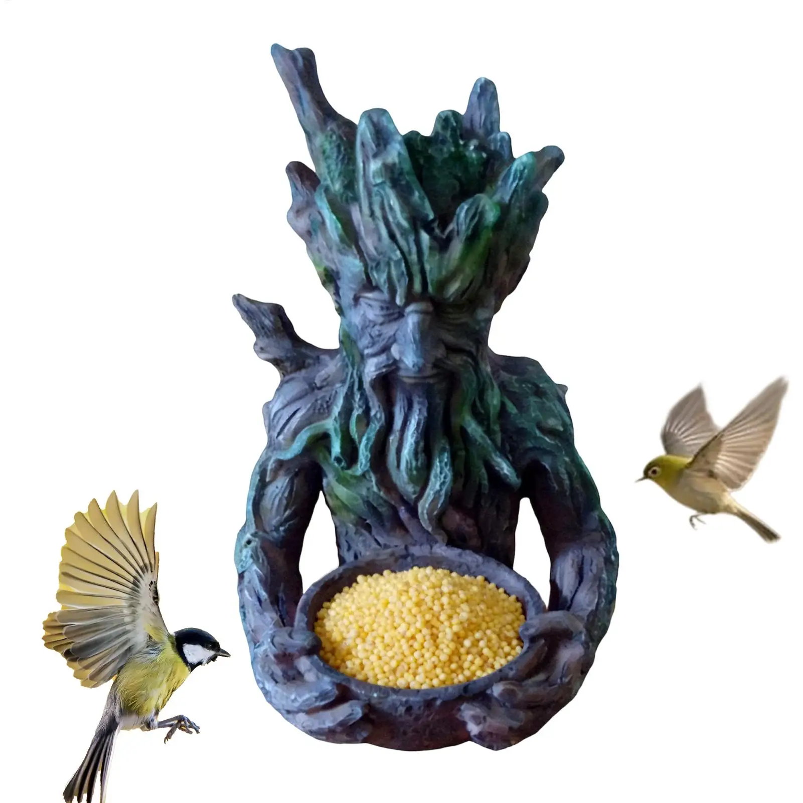 Artistic Bird Feeder Garden Statue Outdoor Hanging Feeding Station for Wild Birds Sparrow Hummingbird Backyard Patio Lawn Decor