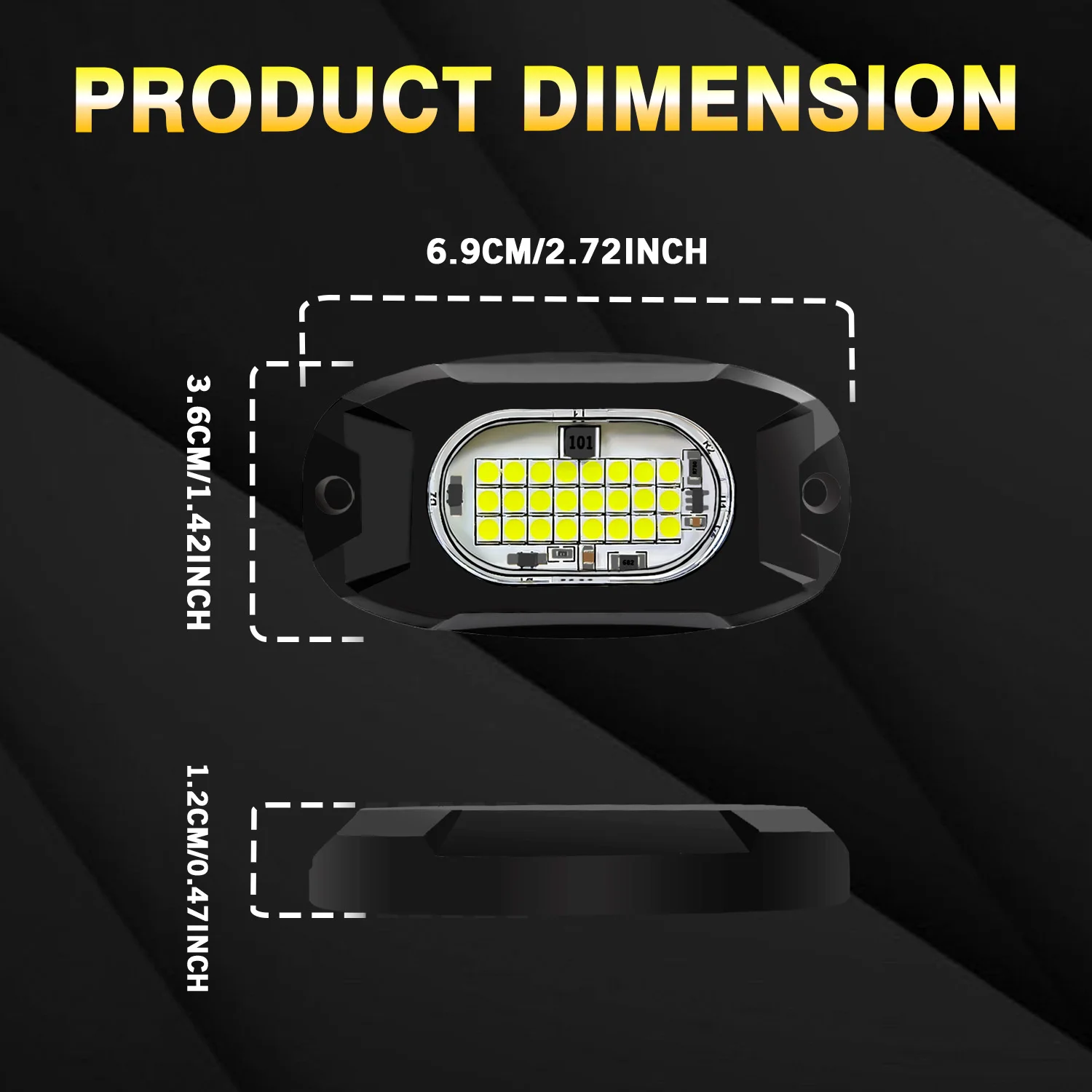 R6 White Rock Lights 4PCS Super Bright Pure White LED Rock Lights for Off-Road, Atvs, Utvs, Boats,Yachts,Waterproof Shockproof