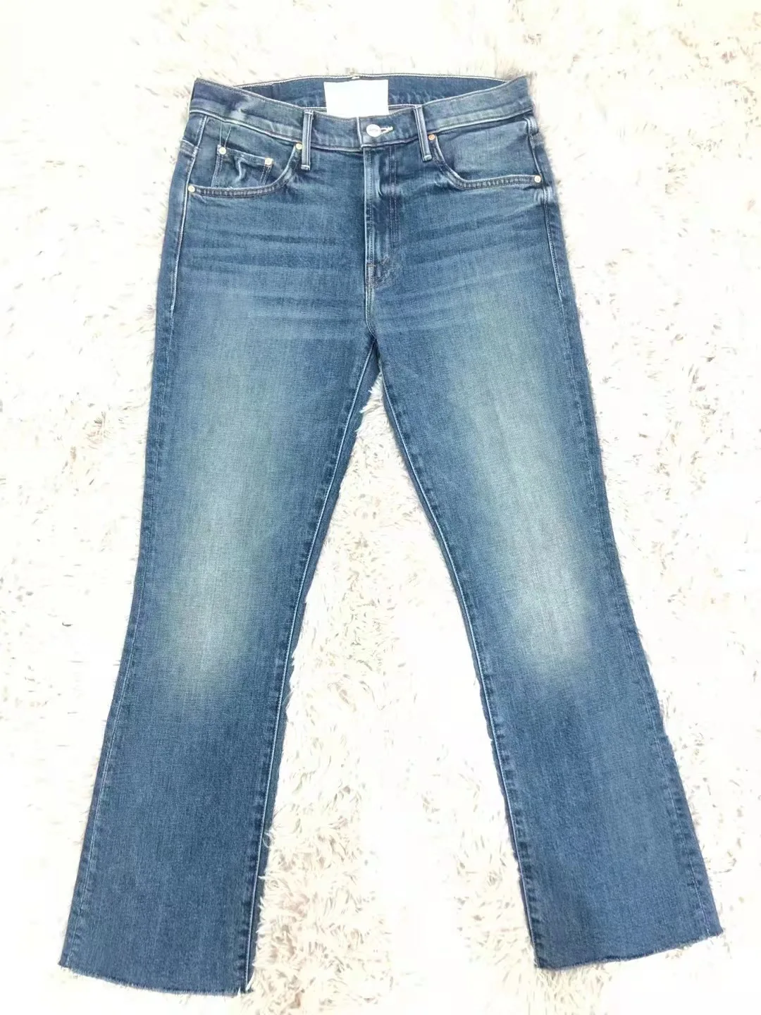 Jeans de cintura alta bordados para mulheres, calça jeans casual, comprimento do tornozelo, moda