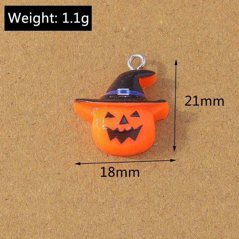 10 Stück niedlichen Harz Halloween Ghost Pumpkin Charms Anhänger für Schmuck machen Halskette Ohrringe DIY Armband Zubehör liefert – Detail 19
