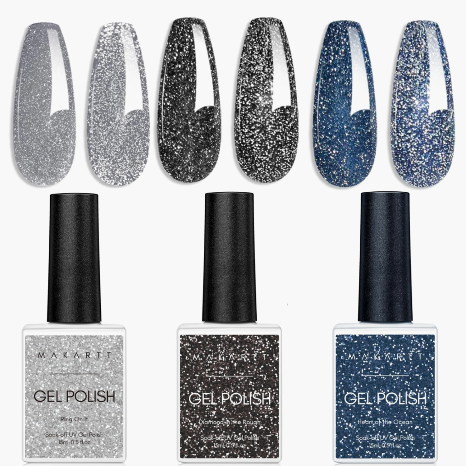 

Glitter Gel Nail Polish Sparkly Shiny Silver Gel Nail Polish Kit Soak Off UV Nail Gel Nail Art Manicure Varnish Kit 15ML