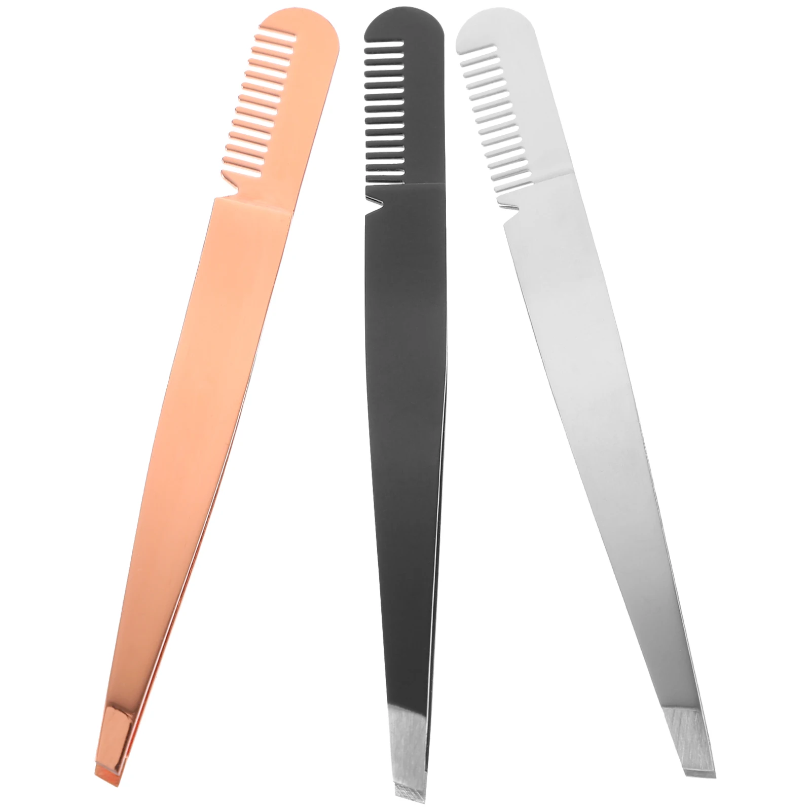 

3pcs Clamp Comb Stainless Steel Tweezers Shaping Plucking Eyebrow Clamps Multipurpose Eyebrow Tools Makeup Supplies
