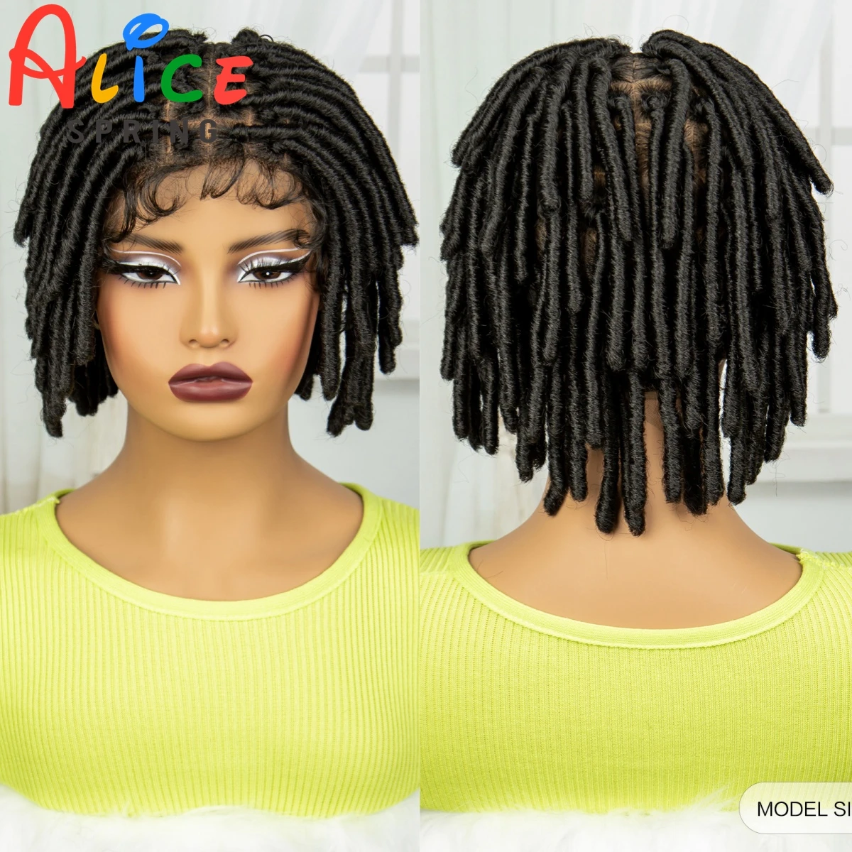 Short Dreadlocks Braided Wigs Synthetic Lace Front Square Knotless Braiding Hair Wigs for Women Twist Natural Locs Crochet Wig