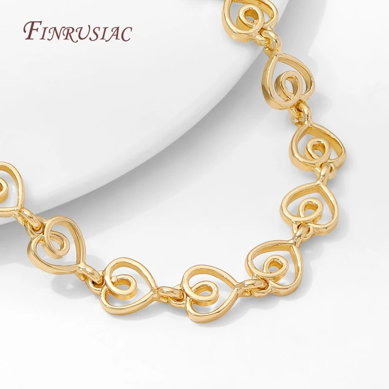 1M 14K Gold Plated Heart Link Chain Spool Hollow Swirl Heart Chain For DIY Necklace Bracelet Jewelry Making Supplies view 5