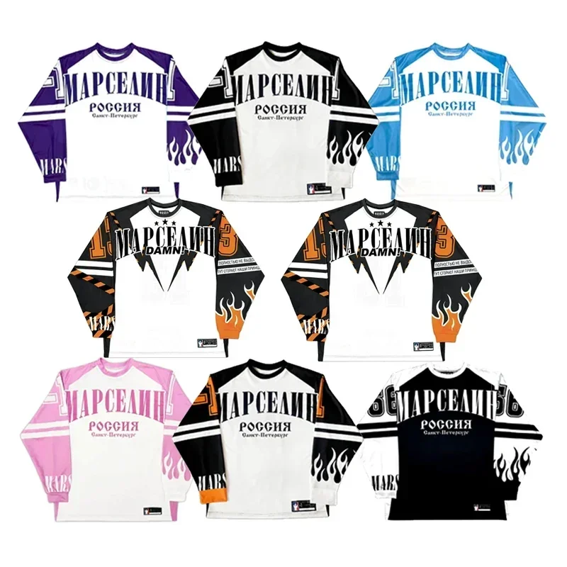 Y2K Hip Hop Loose Casual Baseball Jersey Streetwear Retro Classic Clothing TopsHarajuku Sprots Long Sleeves T-shirts Men Women