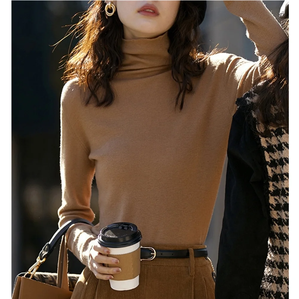 

Women's Slim Fit f High Ne Knitwear Wool Blend Base irt Autumn Winter Inner Wear Tight Sweater Comfortable Warmth Sle