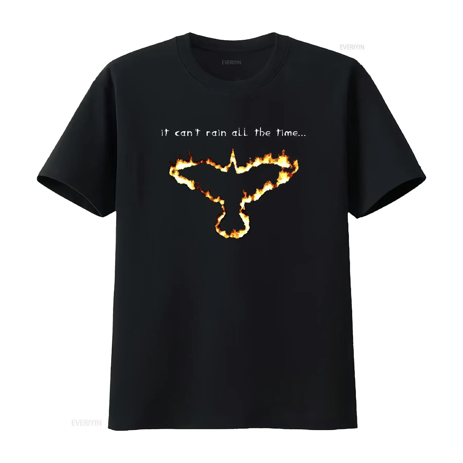 T shirt Imprimé Corbeau Ardent Col Rond Décontracté Tissu Légèrement Extensible Coupe Standard Parfait pour Hommes Toutes