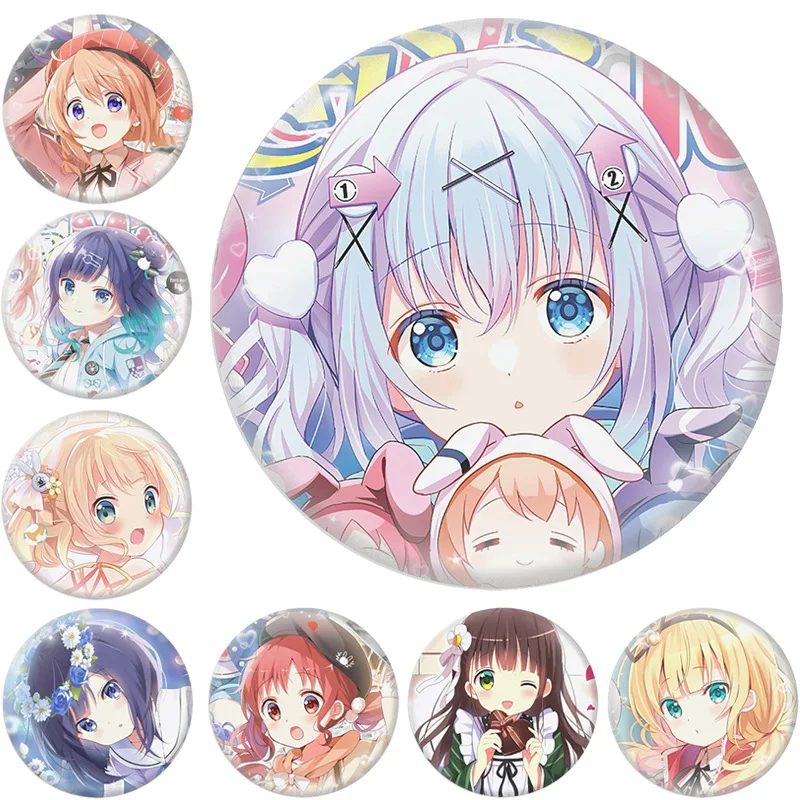 Is ORDER A RABBIT?58MM IRON BUTTON BADGES булавки аниме значки