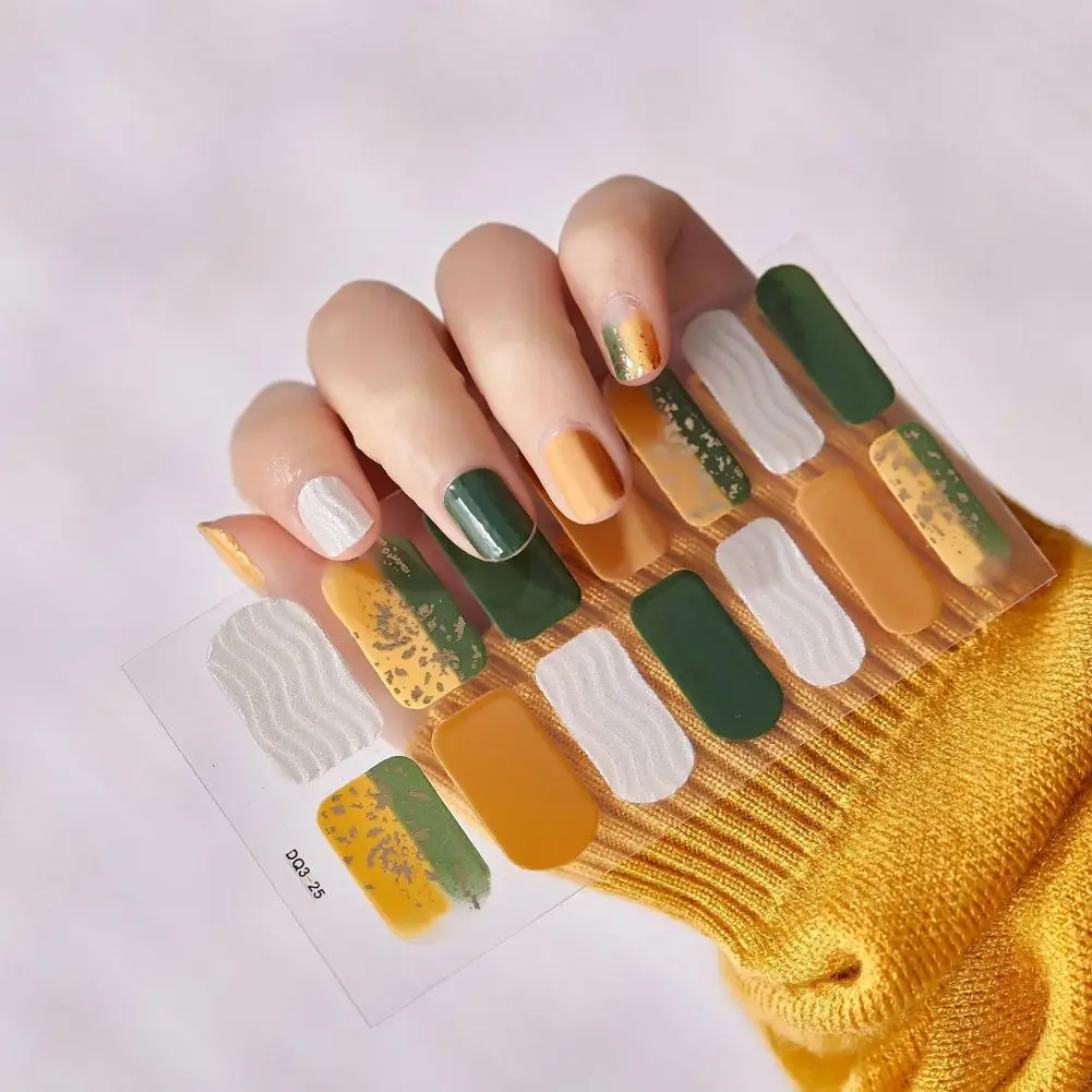 14 tipsów 3D naklejki Uv żel do paznokci kwiaty Gradient żel do Manicure pełne, półutwardzone etui DIY do paznokci naklejki artystyczne Adhesiv A4T2