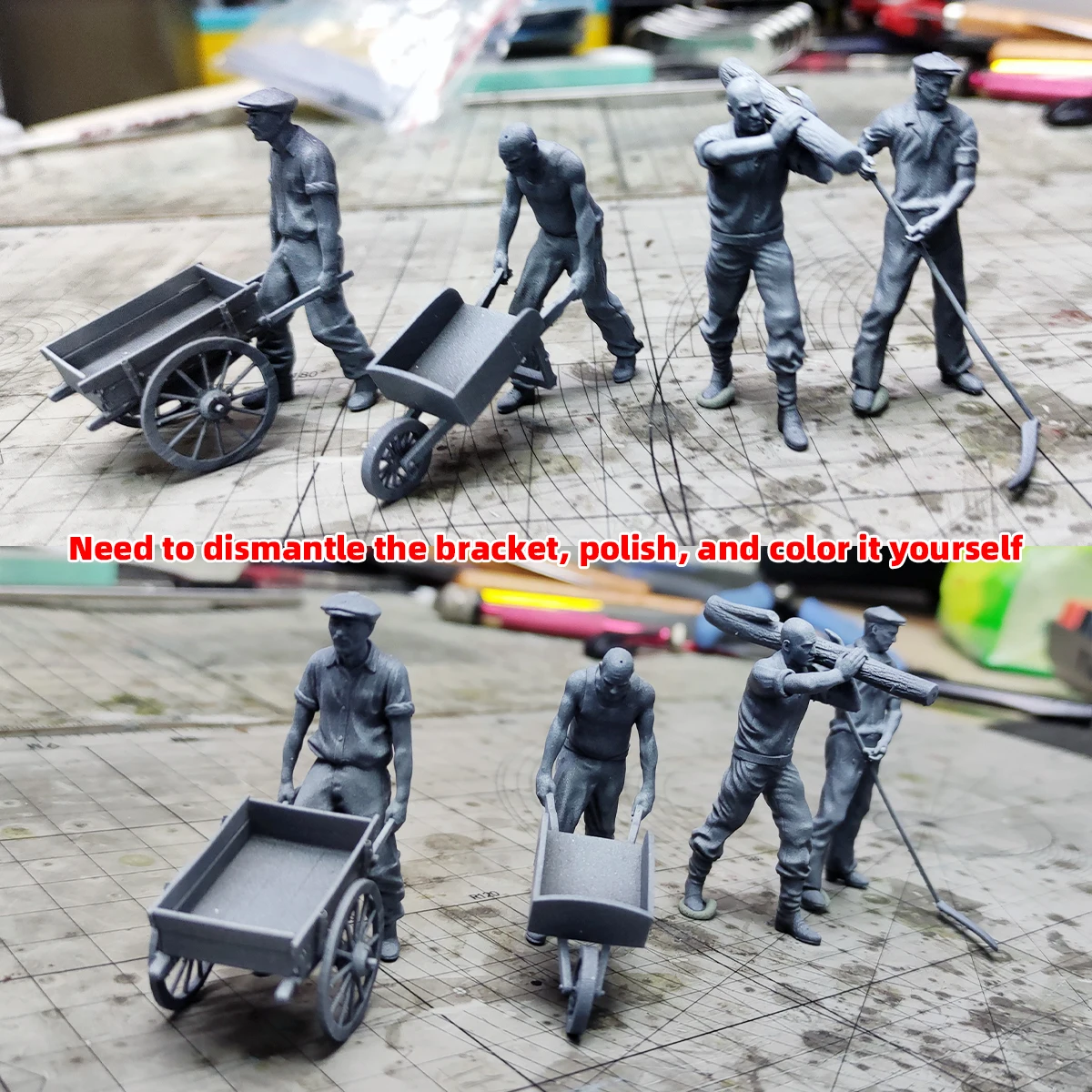 Maßstabsgetreue Miniatur-Modellbausätze Figuren Diorama Migrantenarbeiter Zivilisten Allmähliche Menschen Figurenset 1/35 1/43 1/48 1/64 1/72 1/87 Ho Z – Detail 1