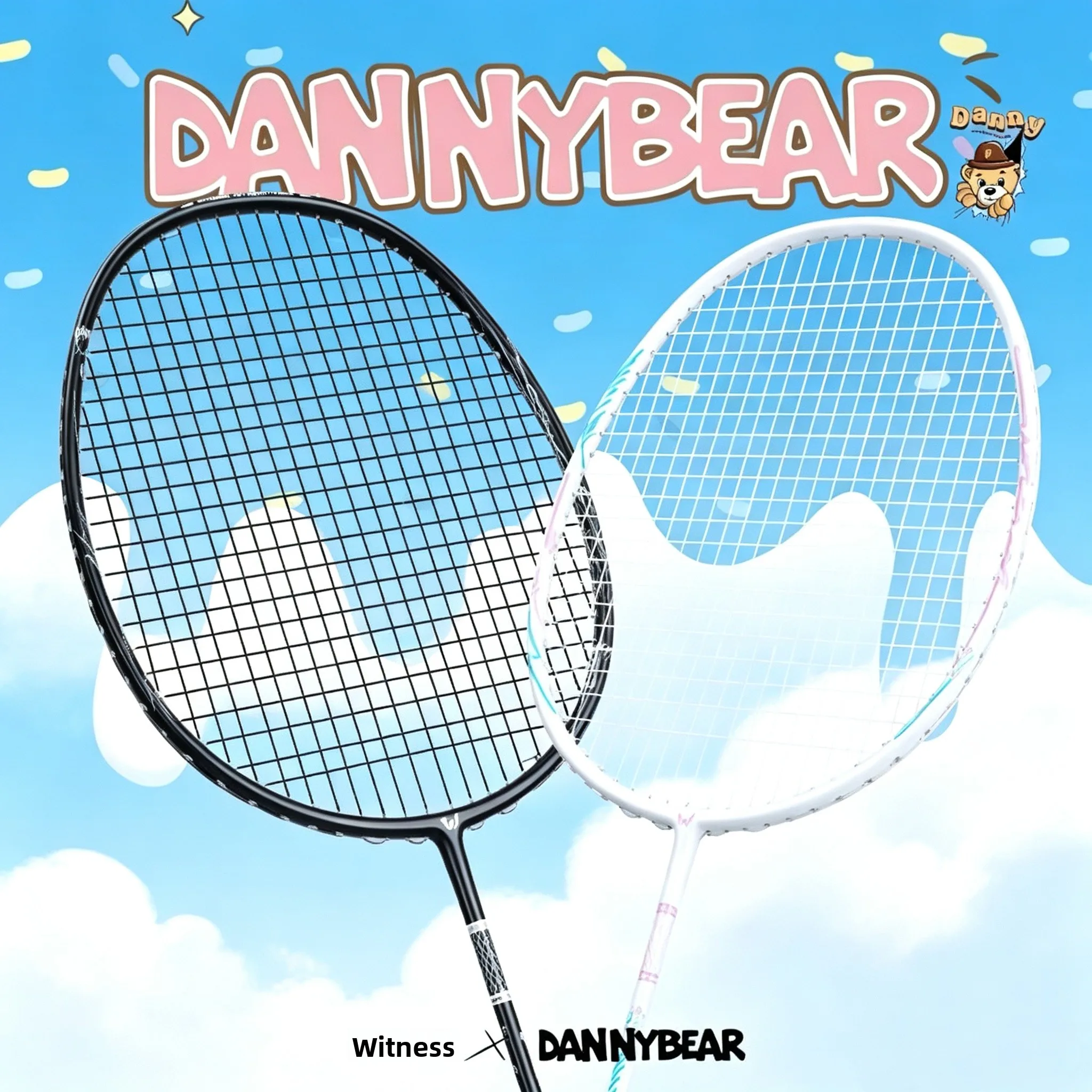 ultra-light-carbon-fiber-badminton-racket-5u-danny-bear-single-racket-high-aesthetic-value-for-students-sports-fitness