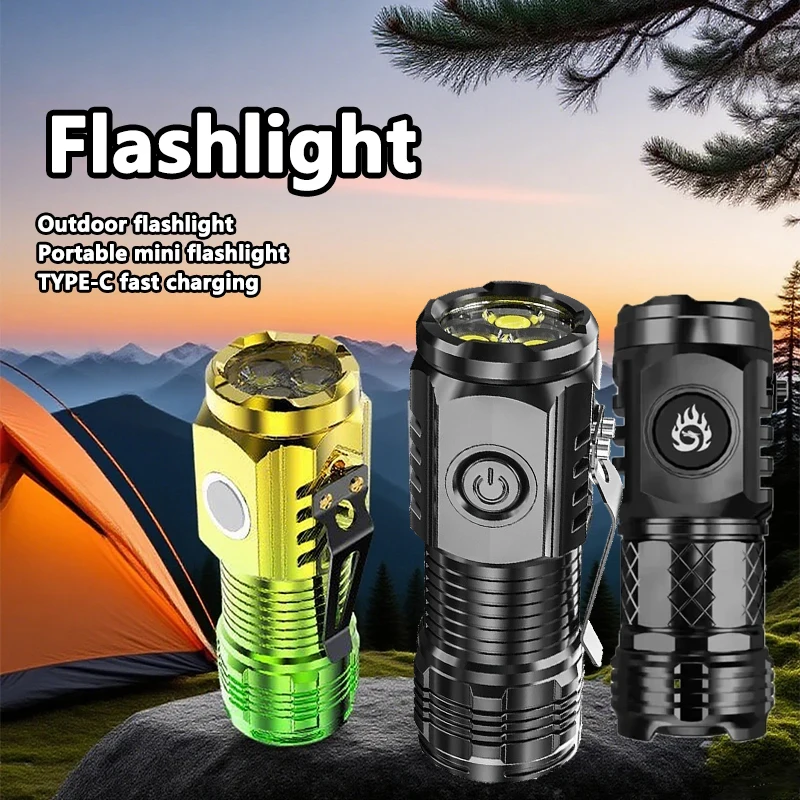 السوبر مشرق مصباح ليد جيب صغير الشعلة قابلة للشحن الصيد الإضاءة فانوس قوية في الهواء الطلق التخييم مصباح مصباح يدوي الطفل
