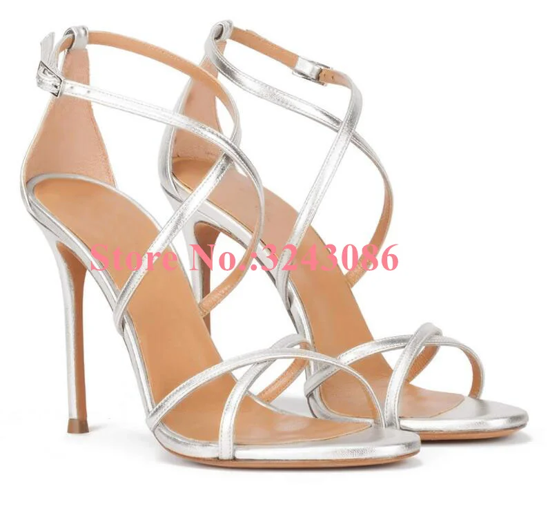 New Blue Color Cross Strap Lady Sandals Woman Fashion Design Strappy High Heels Female Sexy Gladiator Sandals Dropship