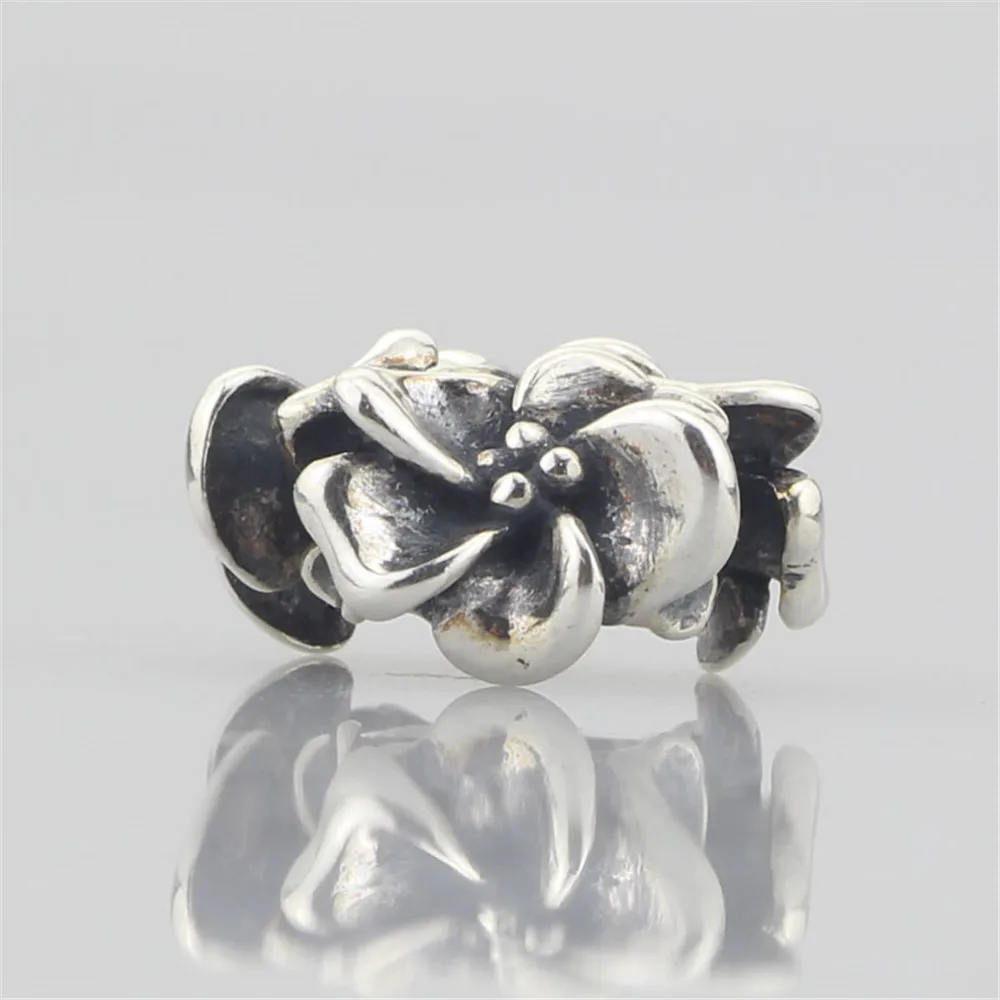 Mistletoe 925 Sterling Silver Frangipani Stopper Spacer Charm Bead Fit European Bracelet Jewelry