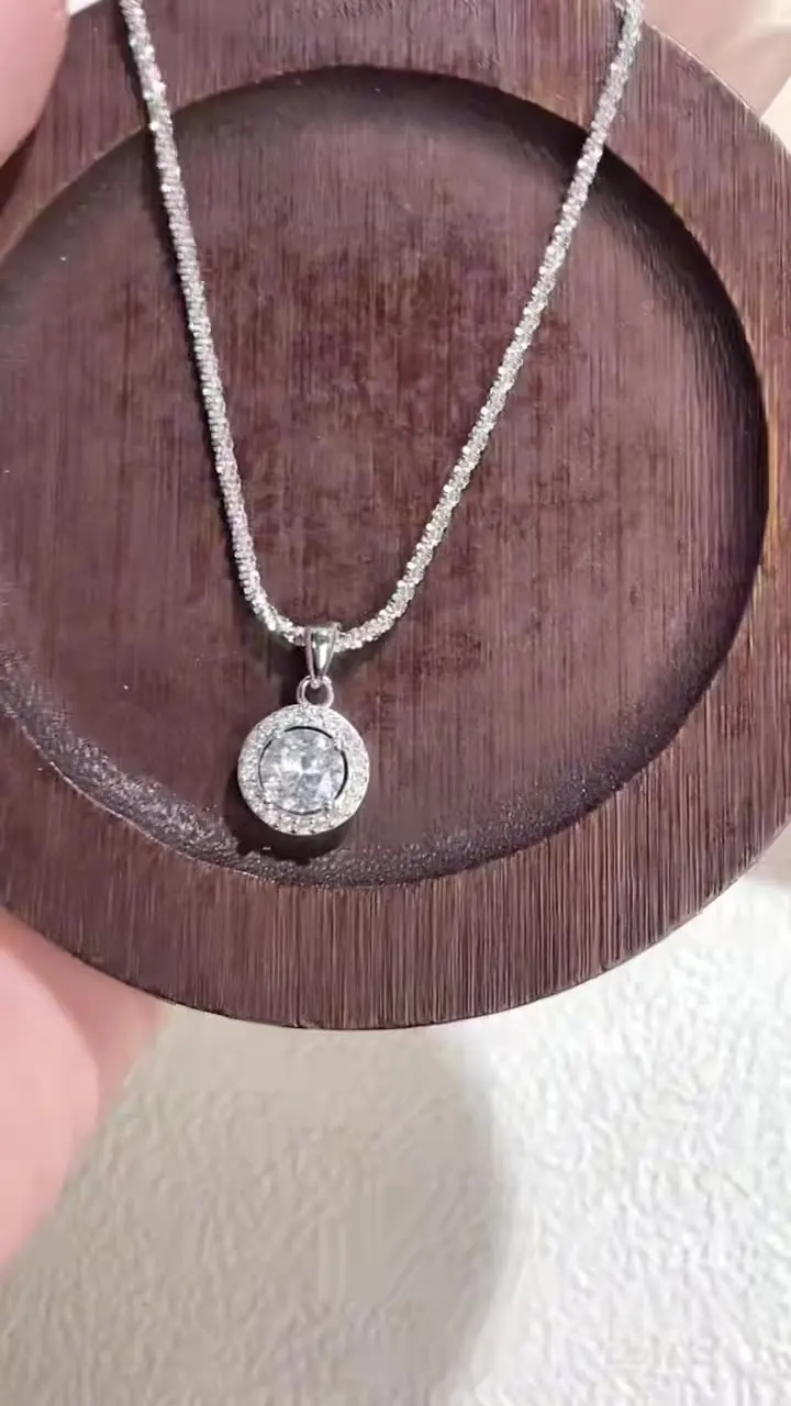 النمط الأوروبي والأمريكي تألق حقيبة مستديرة الزركون قلادة عصرية متعددة الاستخدامات سلسلة الترقوة المتقدمة #3