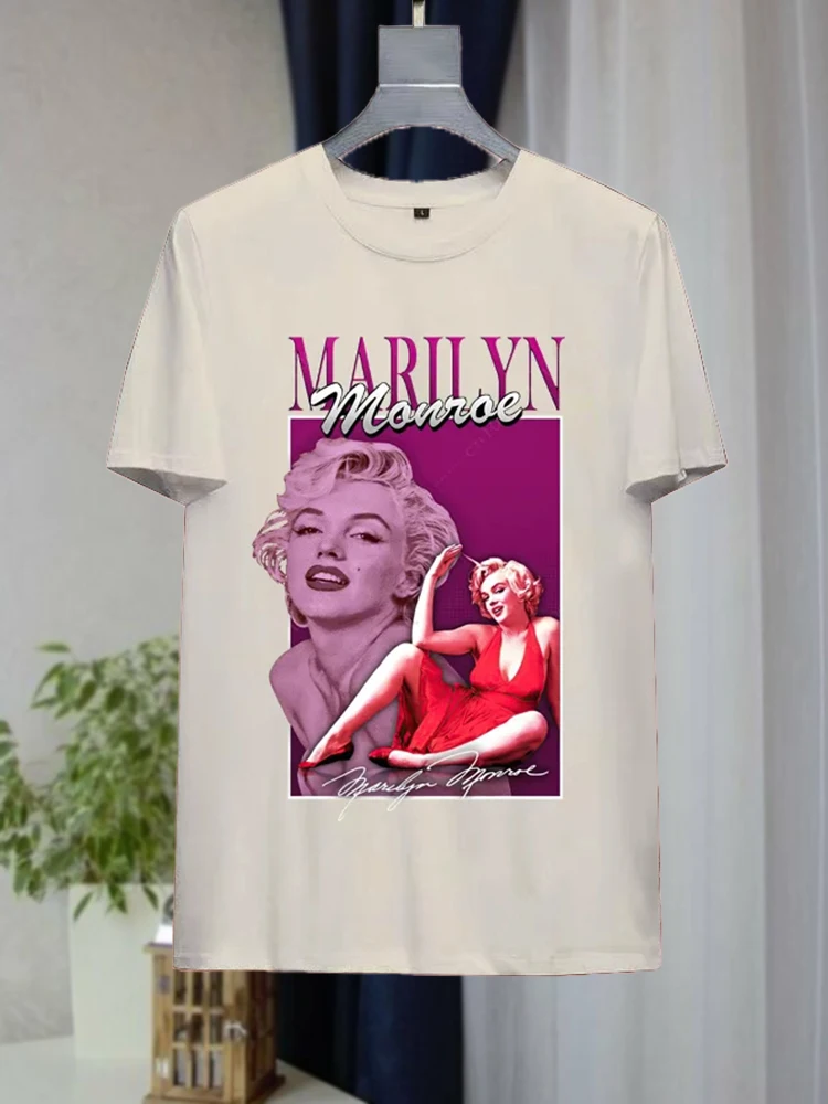 Marilyn Monroe Printed T Shirt Trendy Brand Women Pure Cotton T-shirts Streetwear Summer Female Clothes Casual Hip Hop Clothing