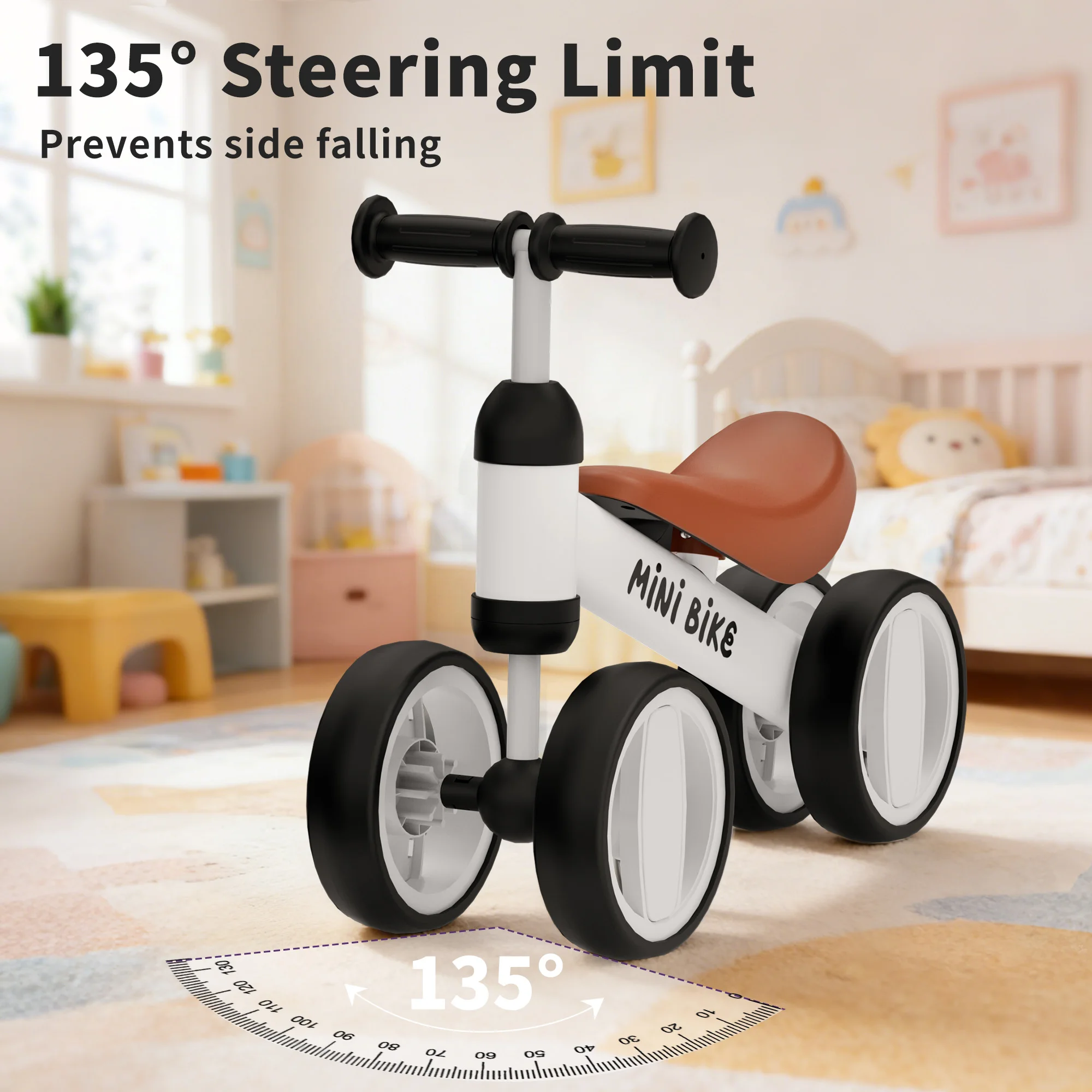 Baby Balance Bike for 1 Year Old Boys Girls, Toddler Bike 12-18 Months, Adjustable Seat, No Pedal Infant 4 Wheels Bicycle, First Riding Experience view 8