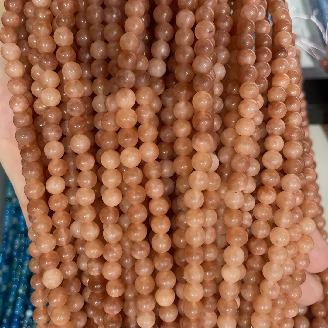 4/6/8/10mmm sunstone beads, Natural Round Semi Precious Stone Smooth sunstone beads, for making DIY jewelry