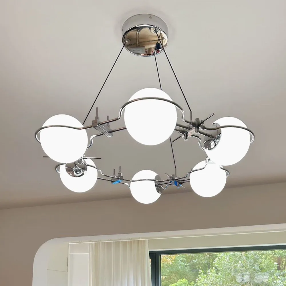Modern Minimalist Luxury Glass Ball High-end Living Room Pendant Light Eye Protection Main Light Fixture
