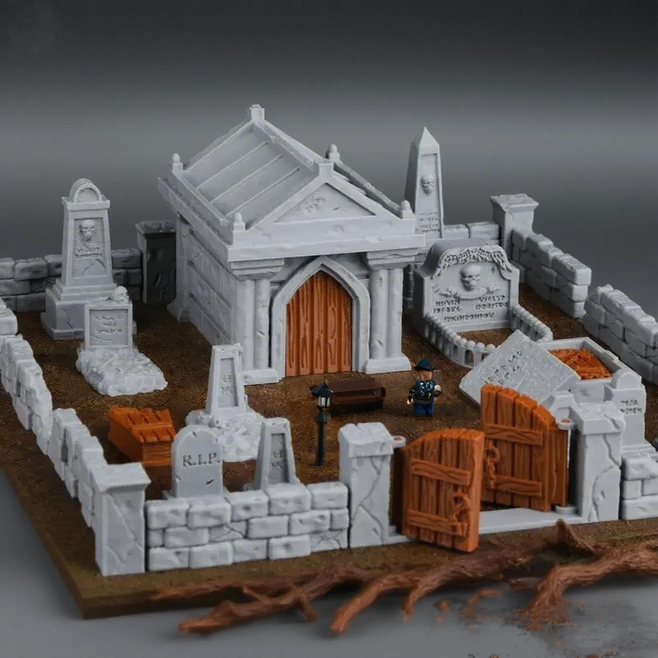 

42 шт., 28 мм, миниатюрный набор кладбища DND, пластиковый пейзажный комплект с 3D-печатью и крафтами, заборы для настольного ролевого сада