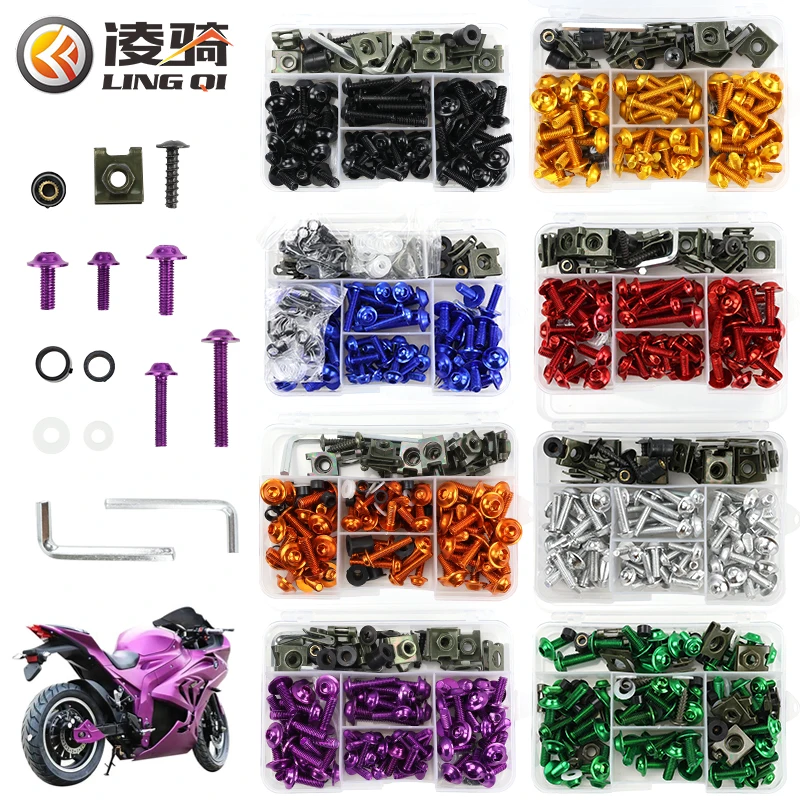 LINGQI CNC Screw Nut Fairing Bolts Kit Bodywork Screws Cowls Set for Universal Motocross Pit Dirt Bike Off Road Accessories