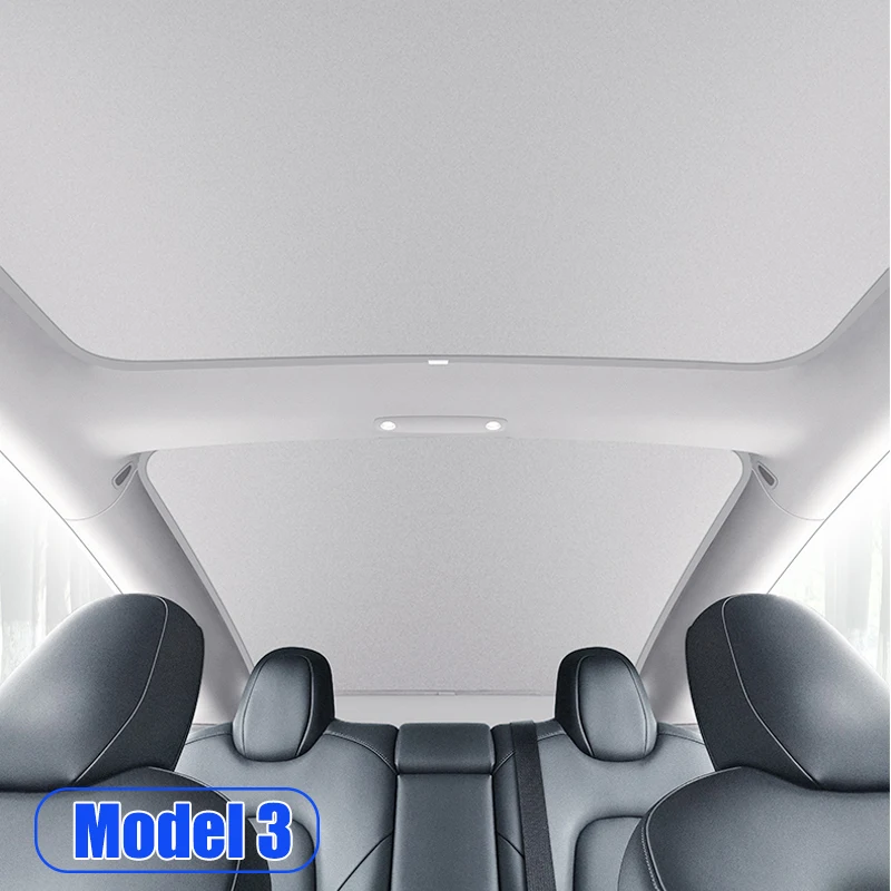 Für Tesla Modell 3Y 2021-2024 Neue Upgrade Eis Tuch Schnalle Sonnenschutz Glas Dach Sonnenschirm Vorne Hinten schiebedach Dachfenster