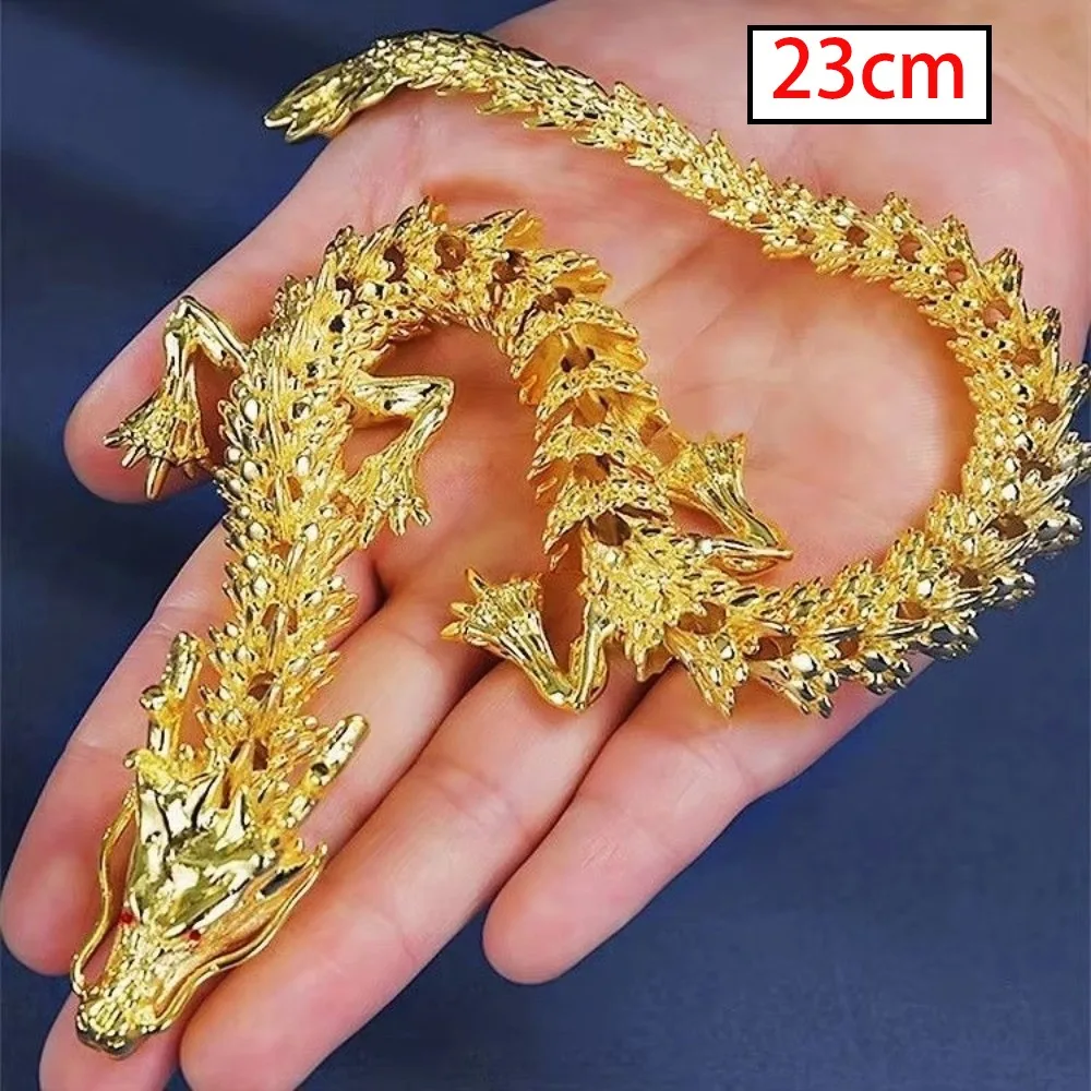 Majestic 3D Alloy Golden Dragon Statue with Movable Limb Symbol of Power and Good Luck Five-Clawed Golden Dragon Ornament