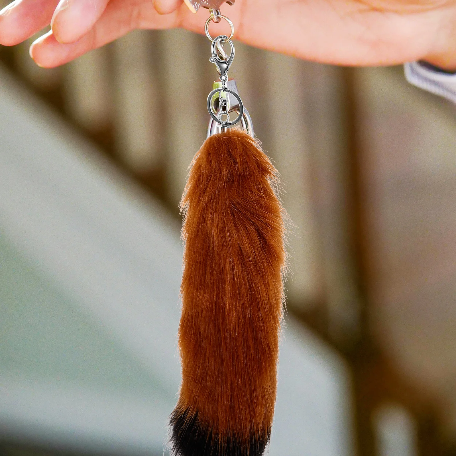 التدرج الثعلب الذيل معلقة مفتاح سلسلة حقيبة الزخرفية سلسلة مفاتيح سحرية قلادة سيارة حلقة رئيسية ملحق المفاتيح الاصطناعية