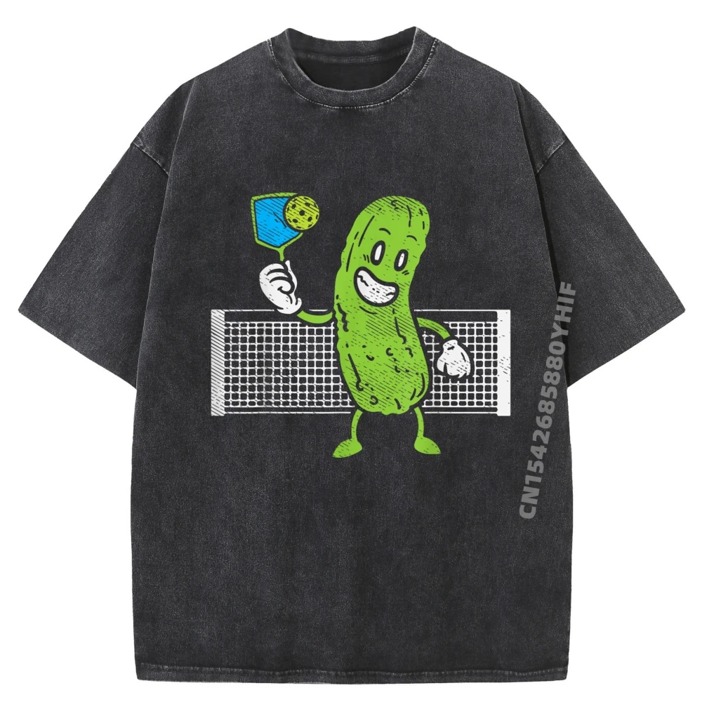 

Pickle Playing Pickleball Funny Paddleball Wholesale Tshirts 100 Pcs Limited Time Special Anime Washed Shirt Printed On